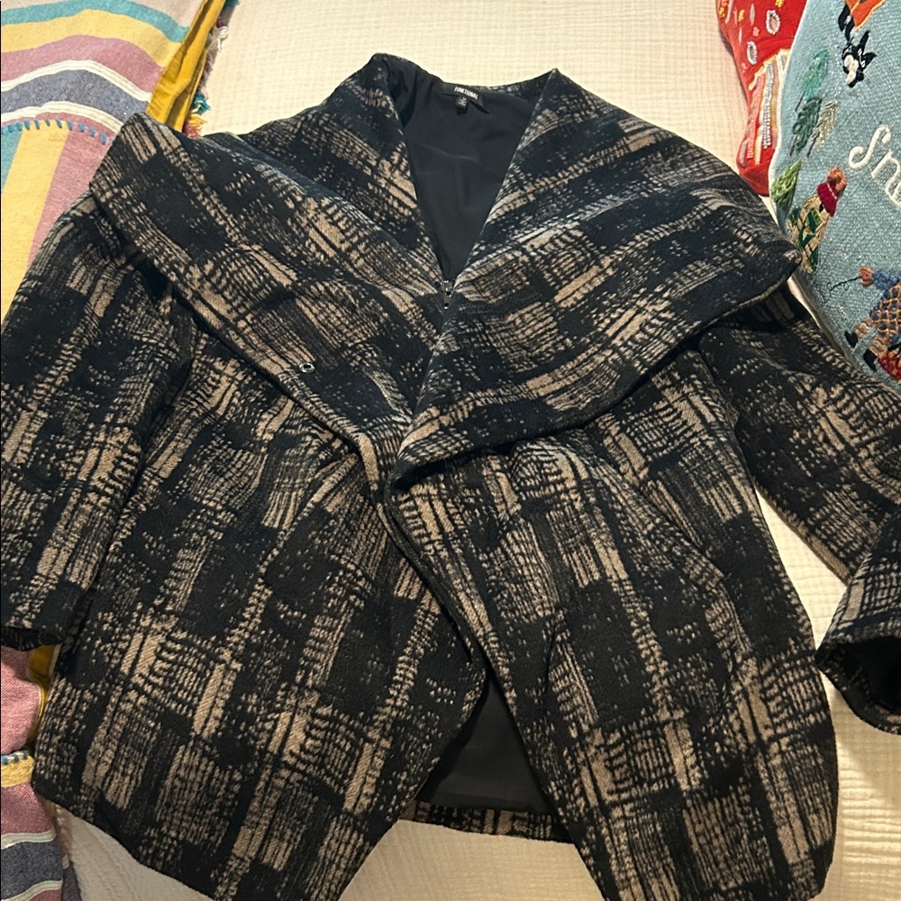 Anthropologie Black and Cream Cape Coat